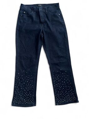 Curve Appeal Dark Blue Wide Leg Jeans with Silver Studs